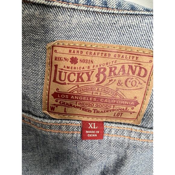 Lucky Jean Jacket Tomboy Trucker Distressed Blue Denim Women’s Size XL - Picture 4 of 11